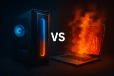 desktop PC and an overheated laptop